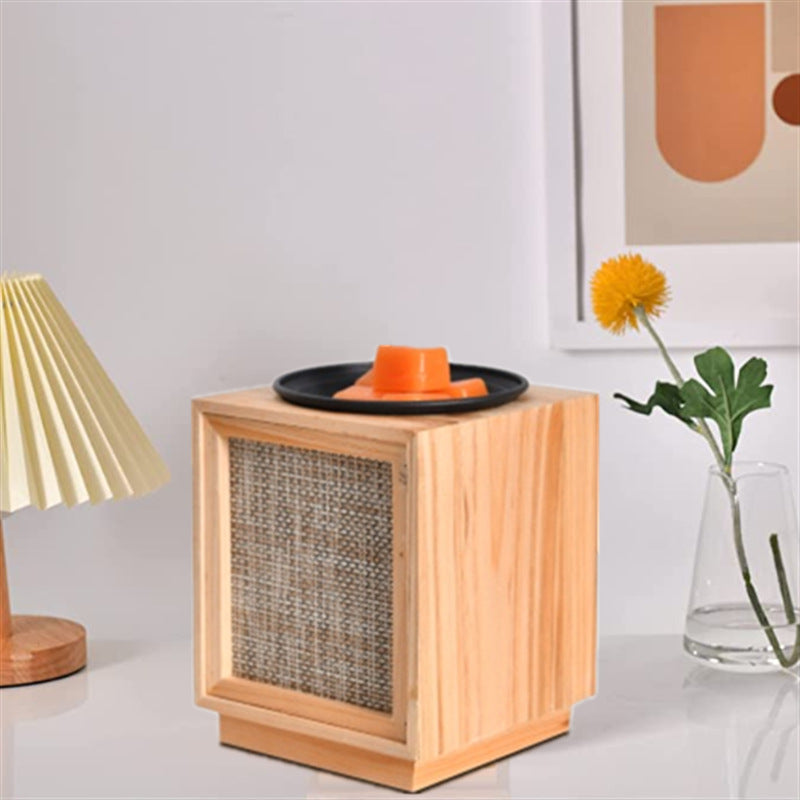 Moderne nordische Tischlampe aus chinesischem Tannenholz und Kunststoff, quadratisch, 1-flammig, als Duftwachsschmelzer, für Wohnzimmer &amp; Schlafzimmer 