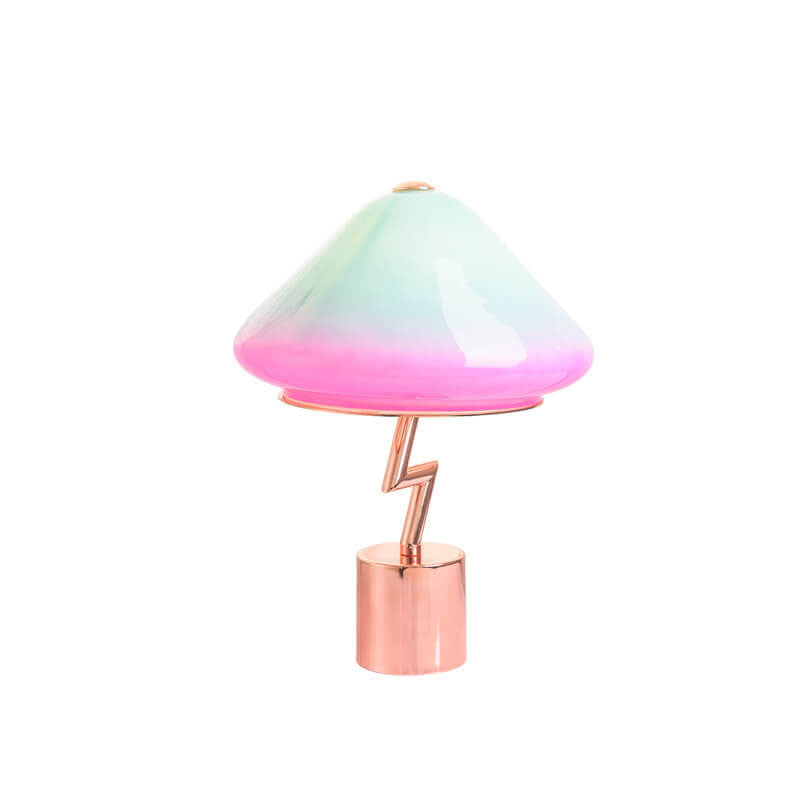 Lampe de table LED en verre, matériel créatif et moderne en forme de champignon coloré 