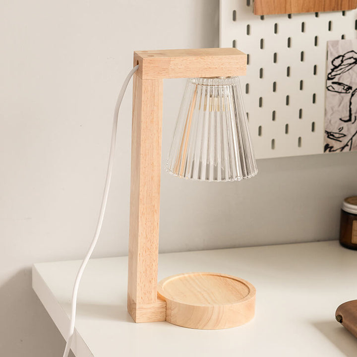Moderne Minimalistische Kegel-Schirm Hardware Holz 1-Licht Schmelzwachs Tischlampe 