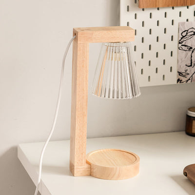 Lampe de table à cire fondue à 1 lumière avec abat-jour conique minimaliste moderne et matériel en bois 