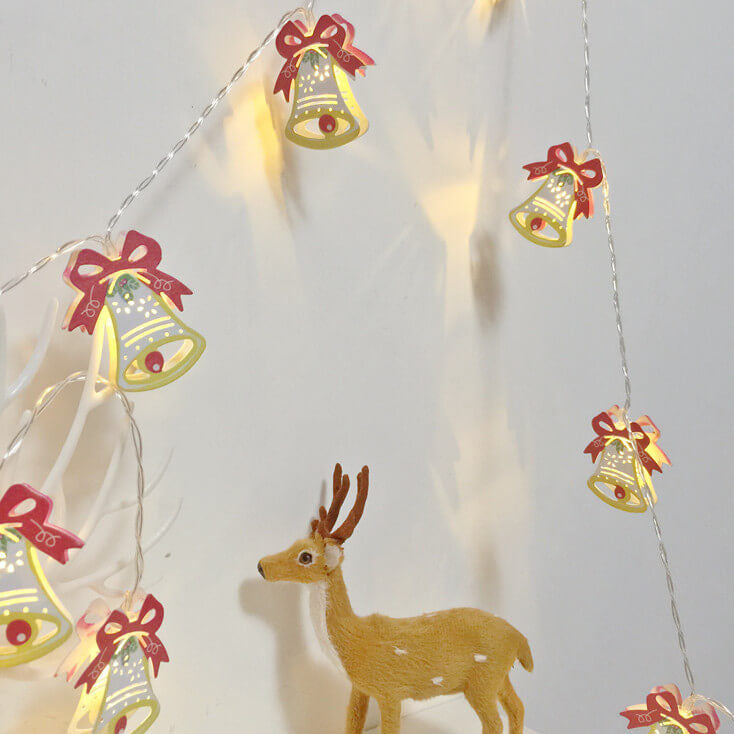 Guirlande lumineuse décorative de Noël Peinte cloches élan Boîte à piles LED Guirlande lumineuse 