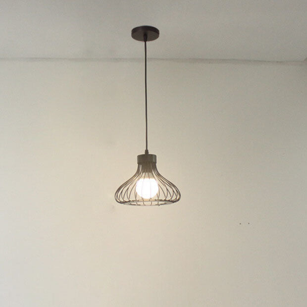 Zeitgenössischer industrieller Eisen-Schwarzer ovaler, hohler Käfig-1/3-Licht-Insel-Licht-Kronleuchter für das Wohnzimmer 