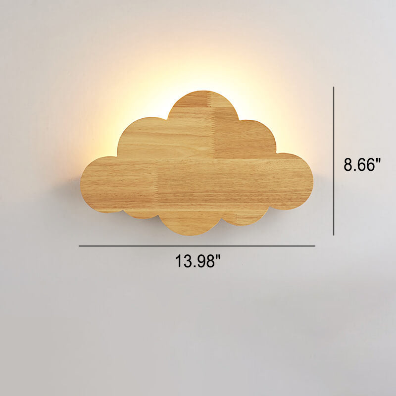 Nordic Minimalist Creative Cloud Wood 1-Light Wall Sconce Lamp