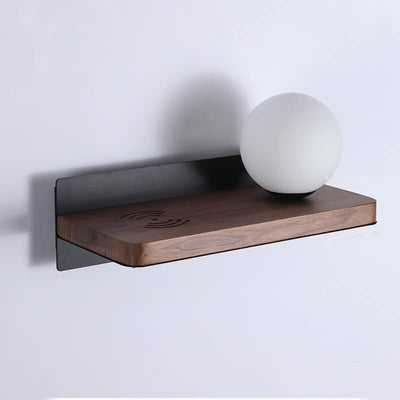 Moderne minimalistische 1-flammige Wandleuchte mit Holzmaserung