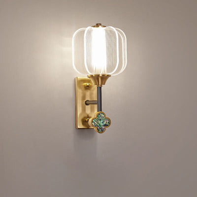 Chinese Style Full Copper Acrylic Creative Lampshade LED Wall Sconce Lamp