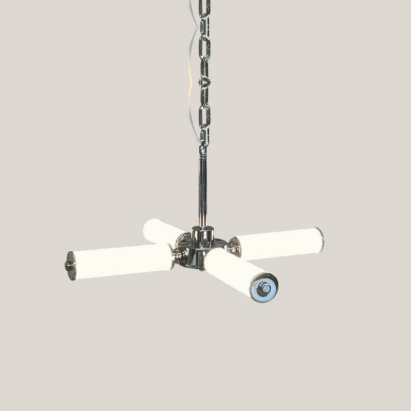 Industrieller Kronleuchter aus Edelstahl mit Zweigdesign und 4 LED-Lichtern 