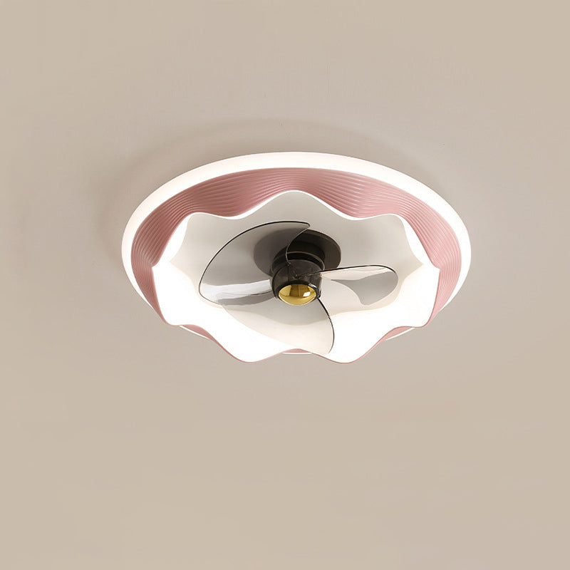 Modern Creative Round Wave LED Flush Mount Ceiling Fan Light