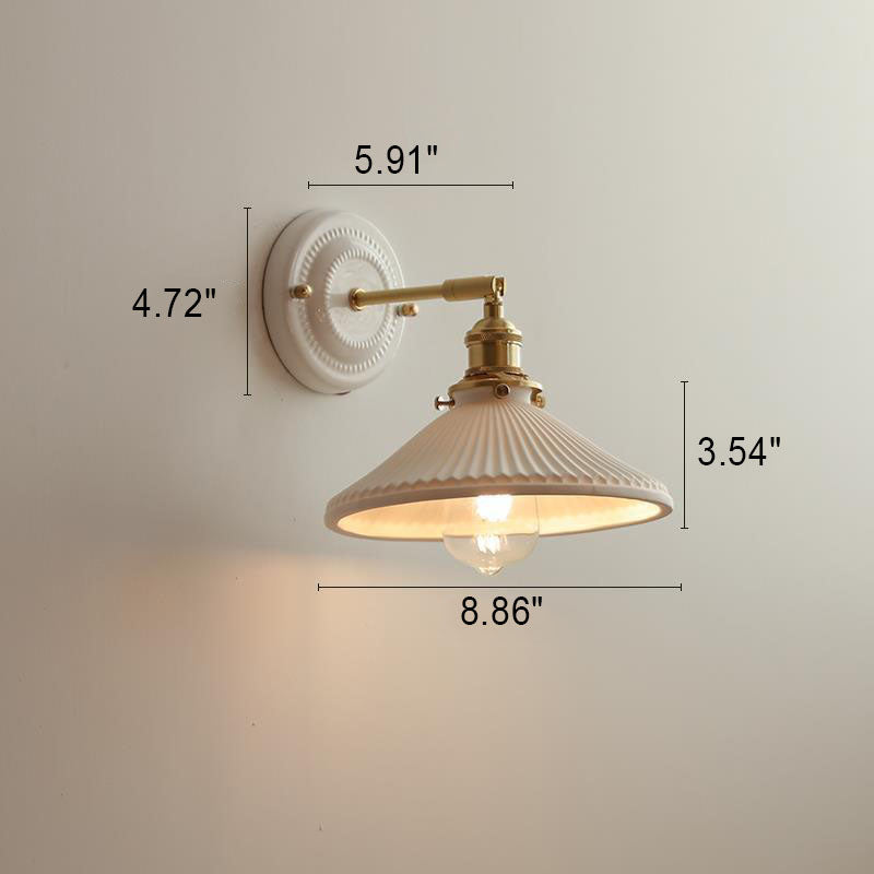 Vintage Japanese Ceramic Brass 1-Light Wall Sconce Lamp