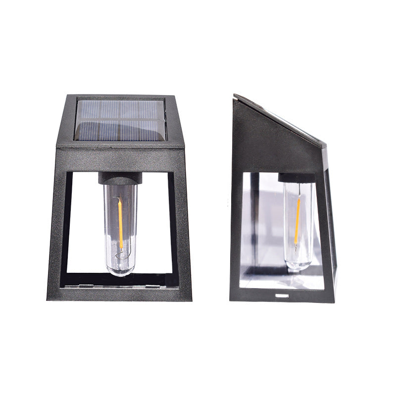 Modern Minimalist ABS PC Solar Outdoor Waterproof Trapezoidal Light Control Sensor LED Wall Sconce Lamp for Outdoor Patio