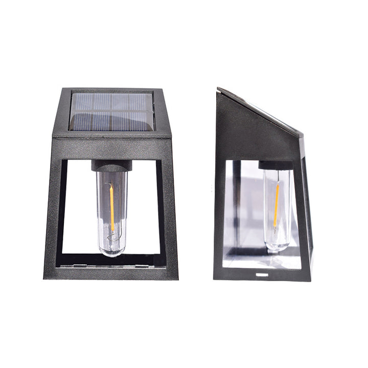 Modern Minimalist ABS PC Solar Outdoor Waterproof Trapezoidal Light Control Sensor LED Wall Sconce Lamp for Outdoor Patio