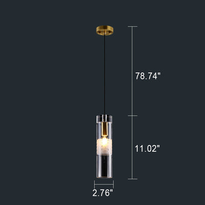 Nordic Light Luxury Crystal Column Brass 1/3 Light Island Light Chandelier