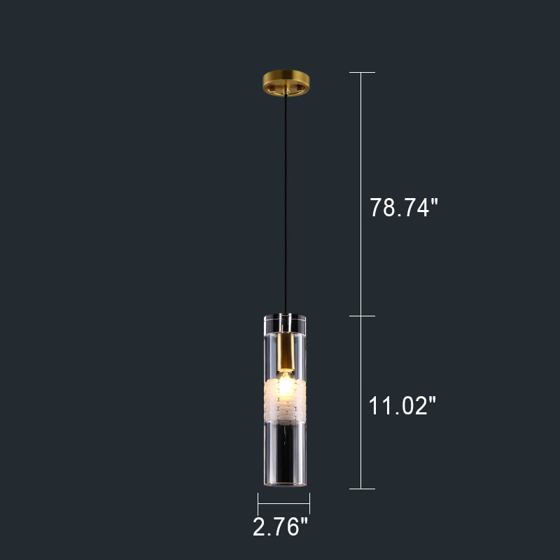 Nordic Light Luxury Crystal Column Brass 1/3 Light Island Light Chandelier