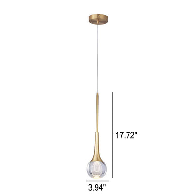 Moderne LED-Pendelleuchte aus Glas in Tropfenform aus Messing