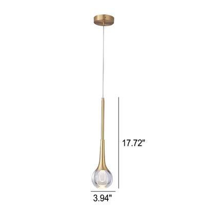 Modern Luxury Glass Teardrop Brass LED Pendant Light