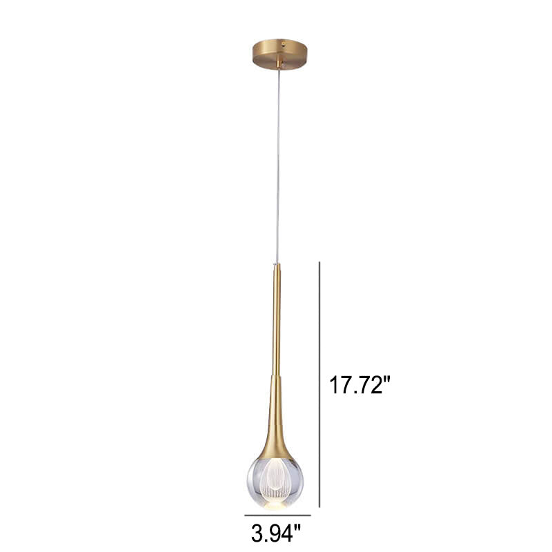 Moderne LED-Pendelleuchte aus Glas in Tropfenform aus Messing