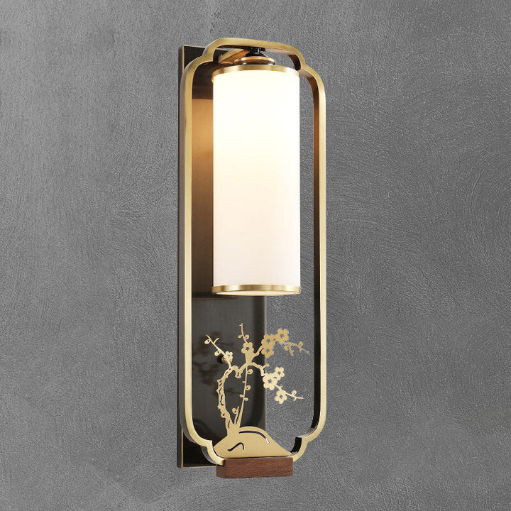 Moderne neue chinesische Kupferglas-Säulenring-Wandleuchte mit 1 Licht 