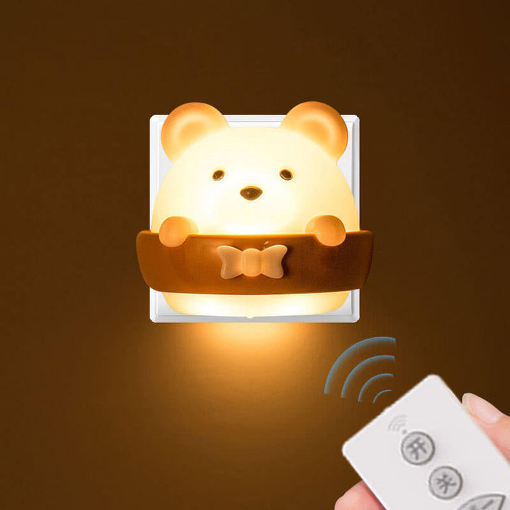 Lámpara de pared con luz nocturna LED creativa de oso de dibujos animados ABS 