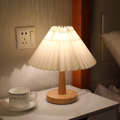 Vintage Pleated Umbrella-shaped 1-Light LED Table Lamp