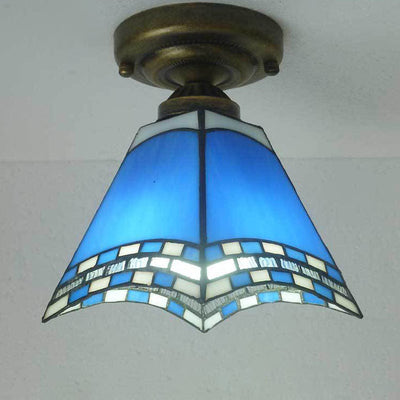 Europäische Vintage Tiffany 1-Licht halbbündige Einbauleuchte