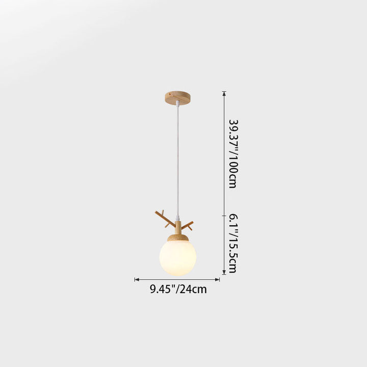 Contemporary Scandinavian Tree Branch Log Glass 1/3 Light Island Light Chandelier For Dining Room