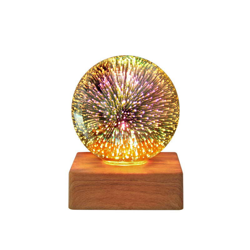 Colorful Glass Ball USB Plug-in 1-Light LED Decorative Table Lamp