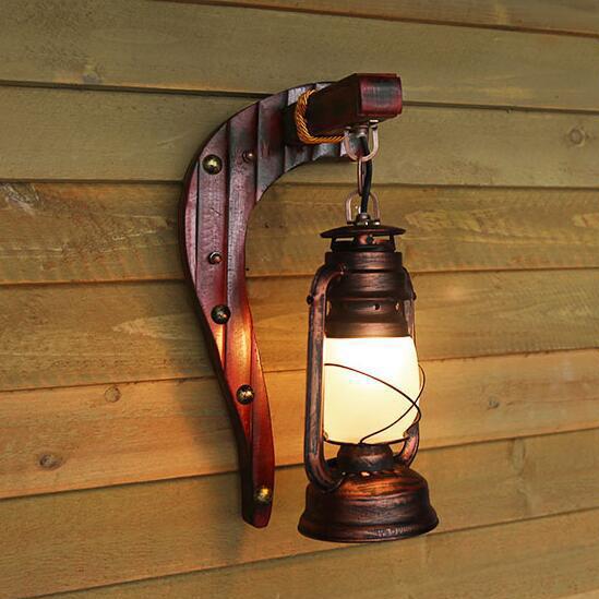 Retro Bambus Webgriff 1-Licht Antike Glas Petroleum Wandleuchte 