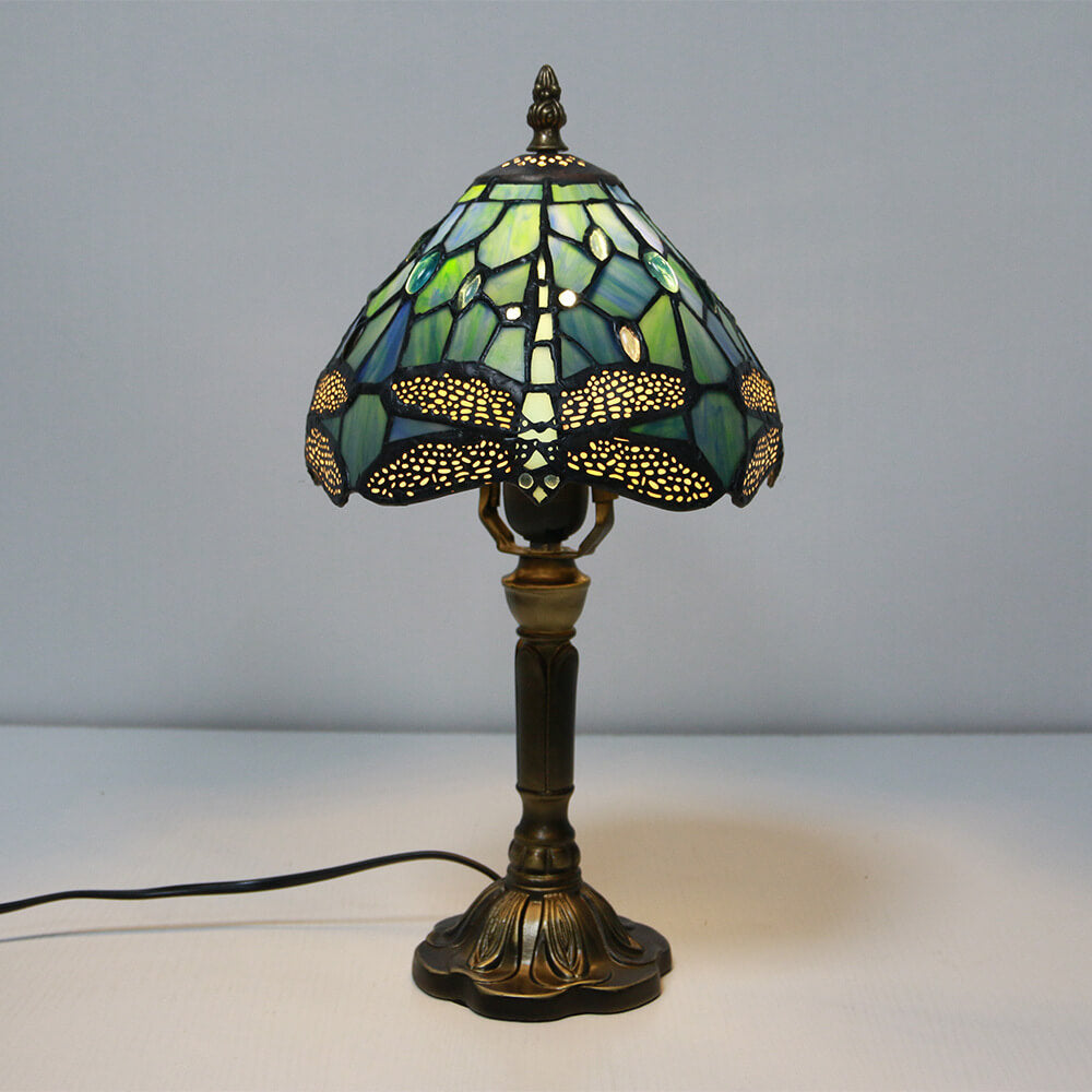 Tiffany Decorative Flower Umbrella Rose Alloy Stained Glass 1-Light Table Lamp