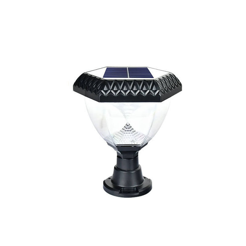 Lumière de tête de poteau LED en acrylique ABS hexagonal quadrilatère triangle rond à énergie solaire de simplicité moderne pour jardin 