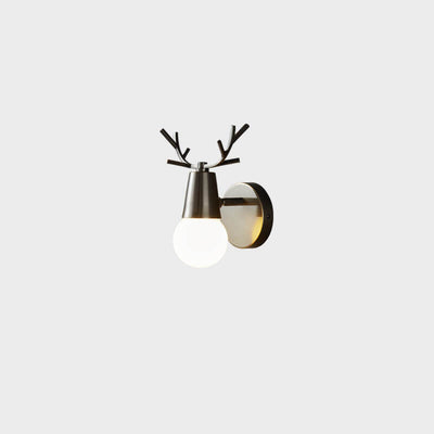 Applique murale moderne en verre avec bois de cerf en cuivre à 1 lumière 