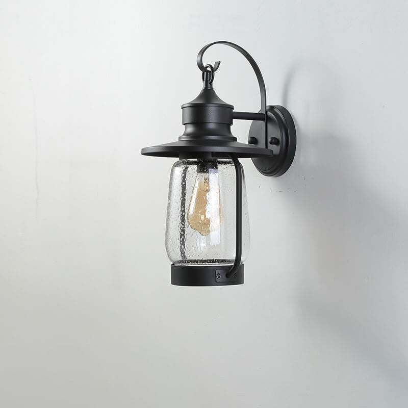 Vintage Industrial Bubble Glass 1-Light Outdoor Waterproof Patio Wall Sconce Lamp