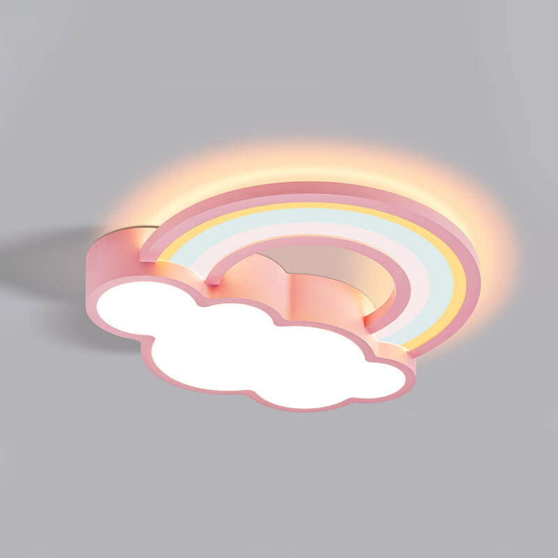 Childlike Cartoon Rainbow Cloud Design LED Flush Mount Light