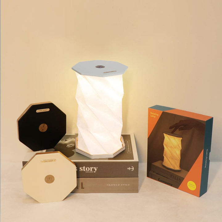 Contemporary Creative Rotating Foldable Wooden Touch LED Decoration Night Light Table Lamp for Bedroom