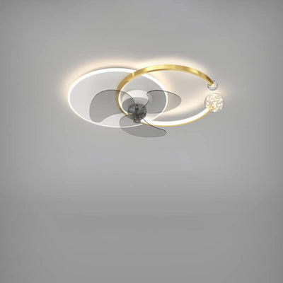 Luxury Double Ring Combination Design LED Flush Mount Fan Light
