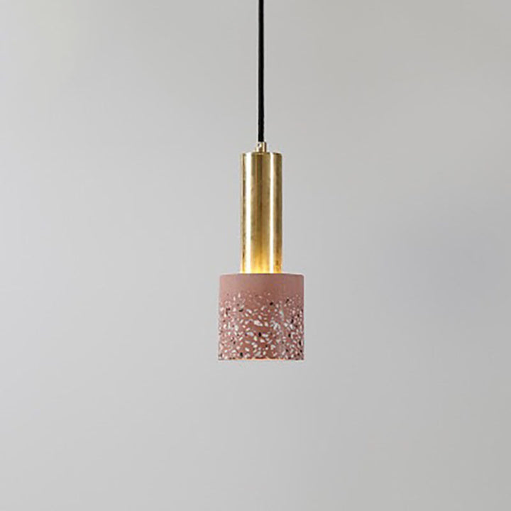 Moderne nordische Pendelleuchte aus farbigem Terrazzo und Metall mit 1 Flamme für das Wohnzimmer 