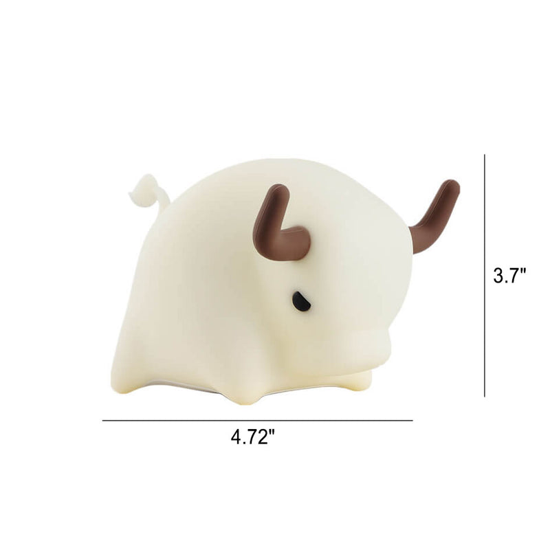 Lámpara de Mesa Luz Nocturna LED Regulable con Temporizador USB de Silicona en Forma de Vaca Animal 