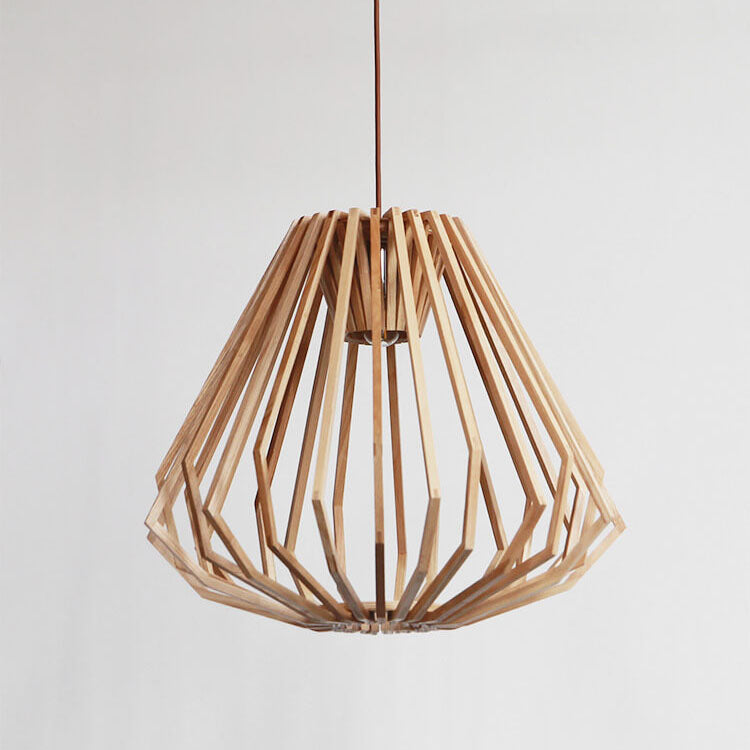 Vintage Creative Geometric Ash Wood 1-Light Pendant Light