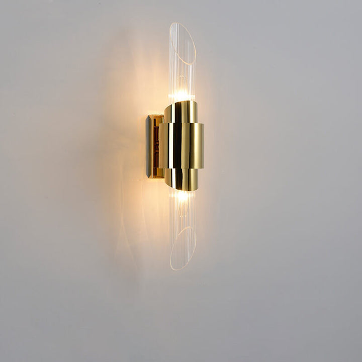 Applique Murale à Colonne en Verre en Acier Inoxydable Moderne de Luxe avec 2 Lumières 