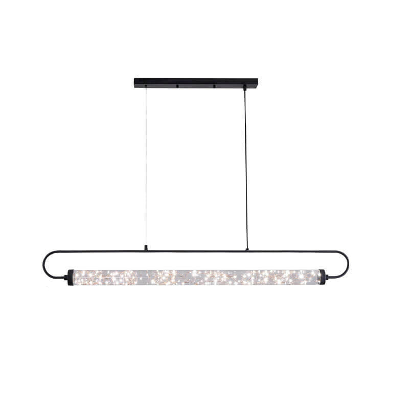 Nordic Light Luxury Starry Glass Long Strip LED Island Light Chandelier