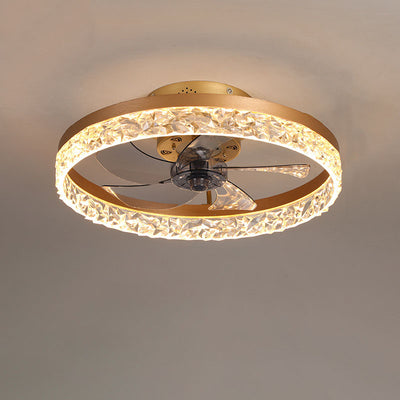 Modern Circle Ring LED Semi-Flush Mount Ceiling Fan Light