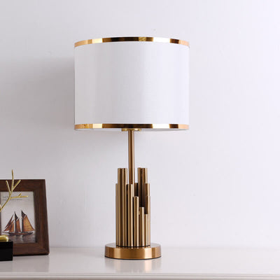 Moderne Stoff Leicht Luxus Einfaches Zylindrisches Design 1-Licht Tischlampe 