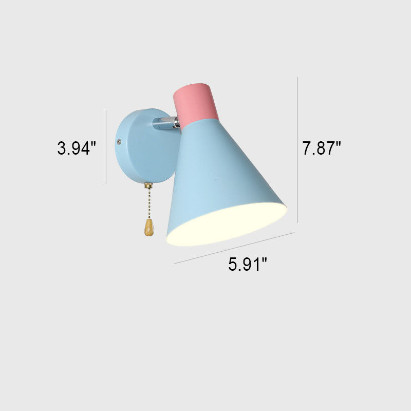 Nordic Simple Blue Cone Shade 1-Light Reading Wall Sconce Lamp