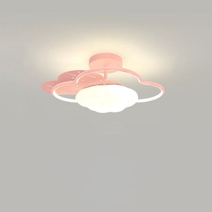 Plafonnier LED semi-encastré moderne en acrylique et fer avec nuages crème 