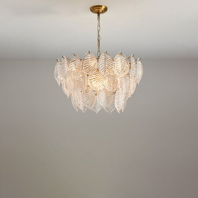 Traditioneller französischer Provinzrahmen mit Goldfinish, Blättermuster-Glasscheibe, 5/7/9/15-Licht-Kronleuchter für das Wohnzimmer 