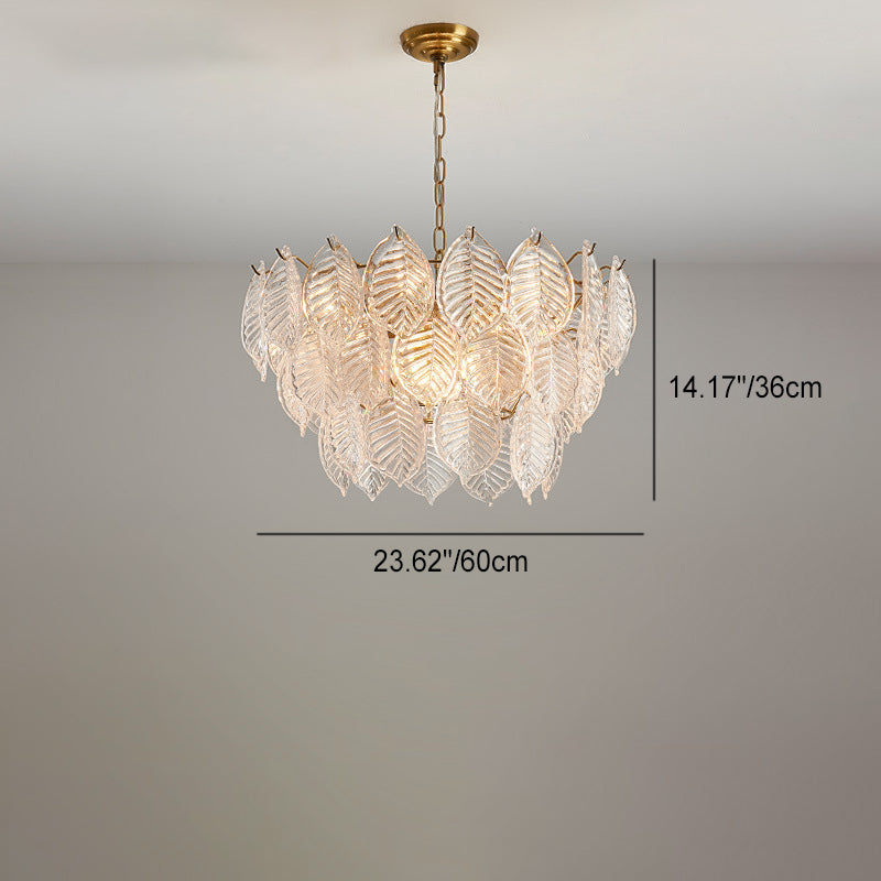 Traditioneller französischer Provinzrahmen mit Goldfinish, Blättermuster-Glasscheibe, 5/7/9/15-Licht-Kronleuchter für das Wohnzimmer 