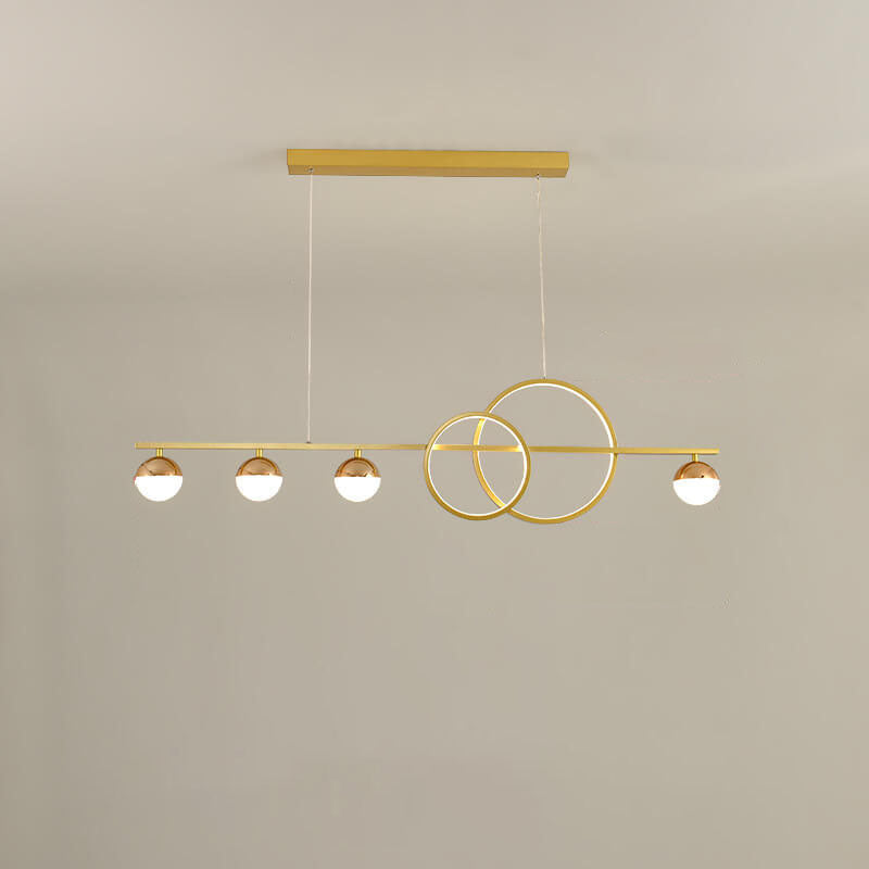 Modern Luxury Long Strip Round Globe Design LED Island Light Chandelier