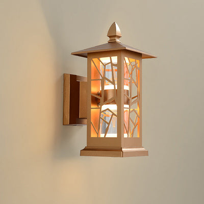 Traditional Chinese Zinc Alloy House Pagoda LED Waterproof Wall Sconce Lamp For Outdoor Patio