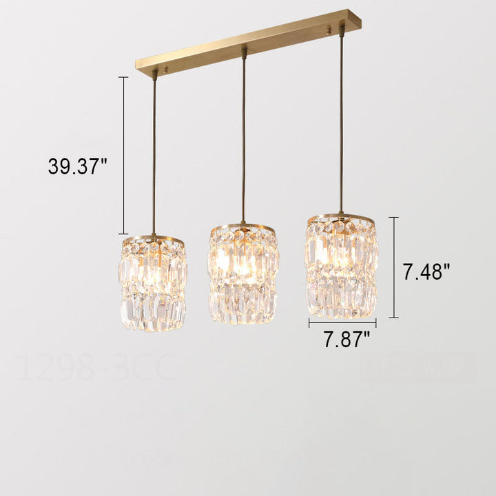 Nordic Light Luxus Vollmessing Kristall 1 \ 3-Licht Kronleuchter 