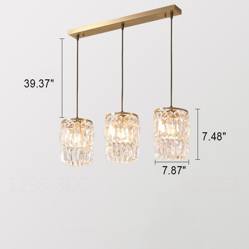 Nordic Light Luxus Vollmessing Kristall 1 \ 3-Licht Kronleuchter 