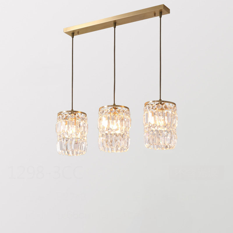 Nordic Light Luxus Vollmessing Kristall 1 \ 3-Licht Kronleuchter 