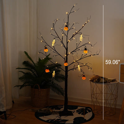 Lumière de décoration d'arbre à LED simulée citrouille squelette Halloween 